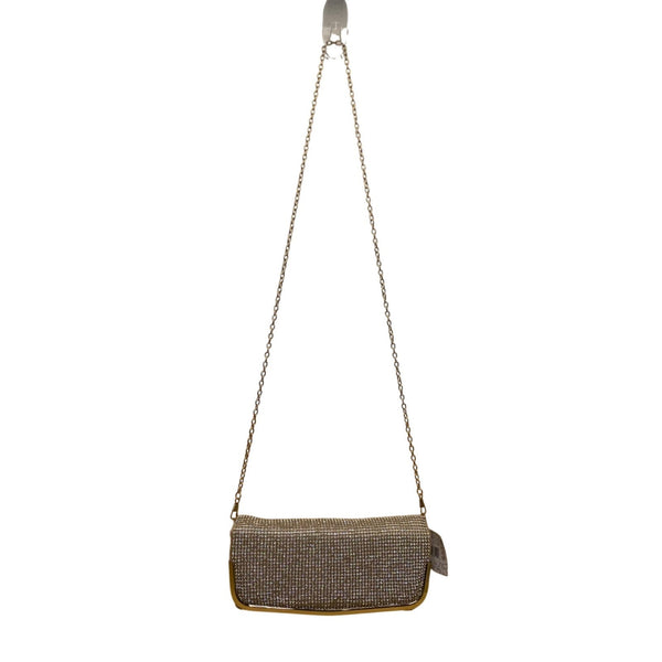 Lulu Townsend Women’s Gold Metal Rhinestone Chain Strap Evening Bag