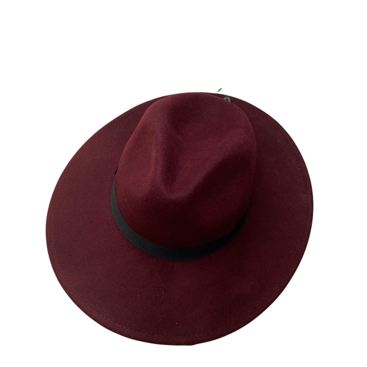 Doris Streich Womens Burgundy Wool Fedora Hat Wide Brim Black Band Stylish OS