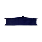 Embroidered Shoulder Bag Women Blue Fabric Fold-Over Clutch Adjustable Strap