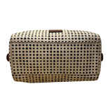 Fossil Women’s White/Black Polka Dot With Brown Handles Duffel Satchel Tote