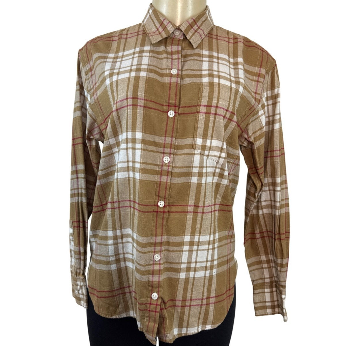 Banana Republic Women's Brown Plaid Button-Up Shirt Sz S