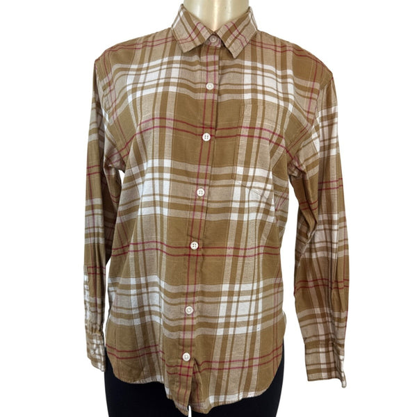 Banana Republic Women's Brown Plaid Button-Up Shirt Sz S