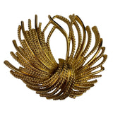 Monet Womens Gold Tone Metal Brooch & Clip-On Earrings Set Ornate Pattern