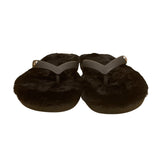 UGG Women’s Black Fur Comfortable Flip Flop Plush Slippers Sandals Size 6W