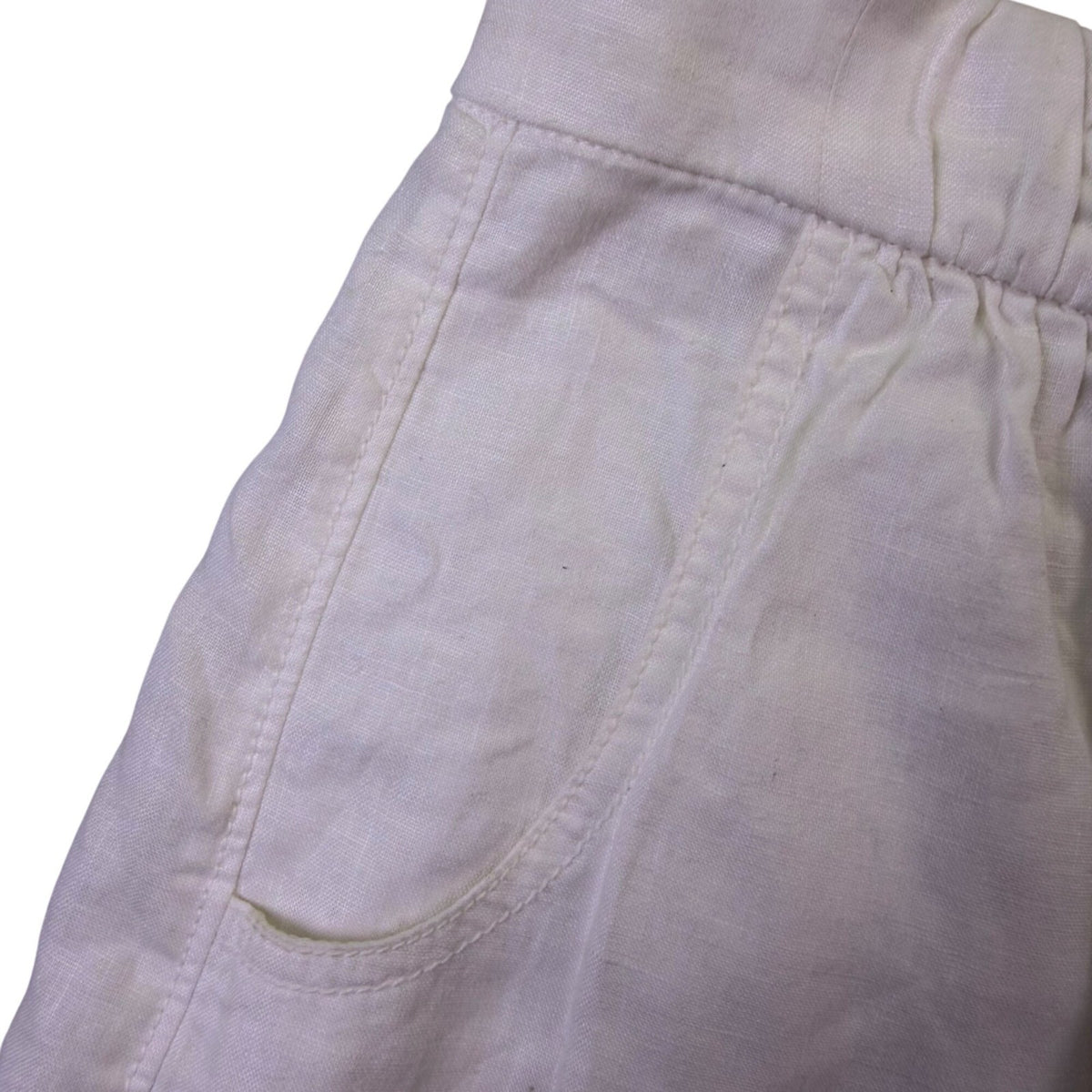 J.Crew Womens White Linen Skirt W/ Cotton Lining Drawstring Waist Size 2