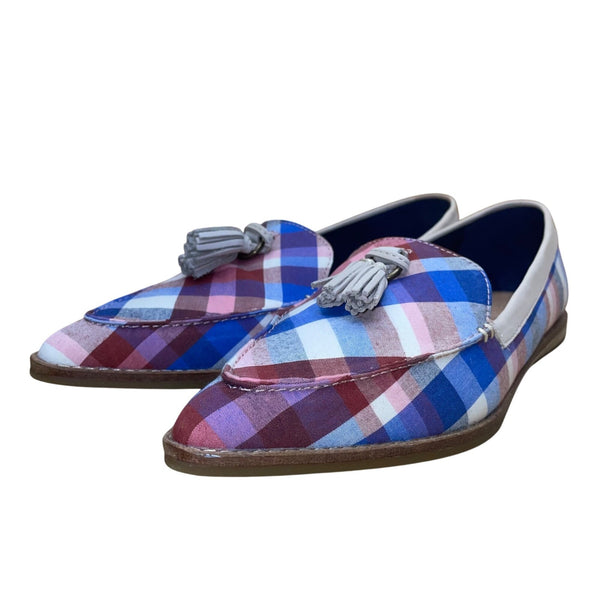 Sperry Women’s Red & Blue Plaid Saybrook Tassel Loafers Flat Shoes Size 9.5-New
