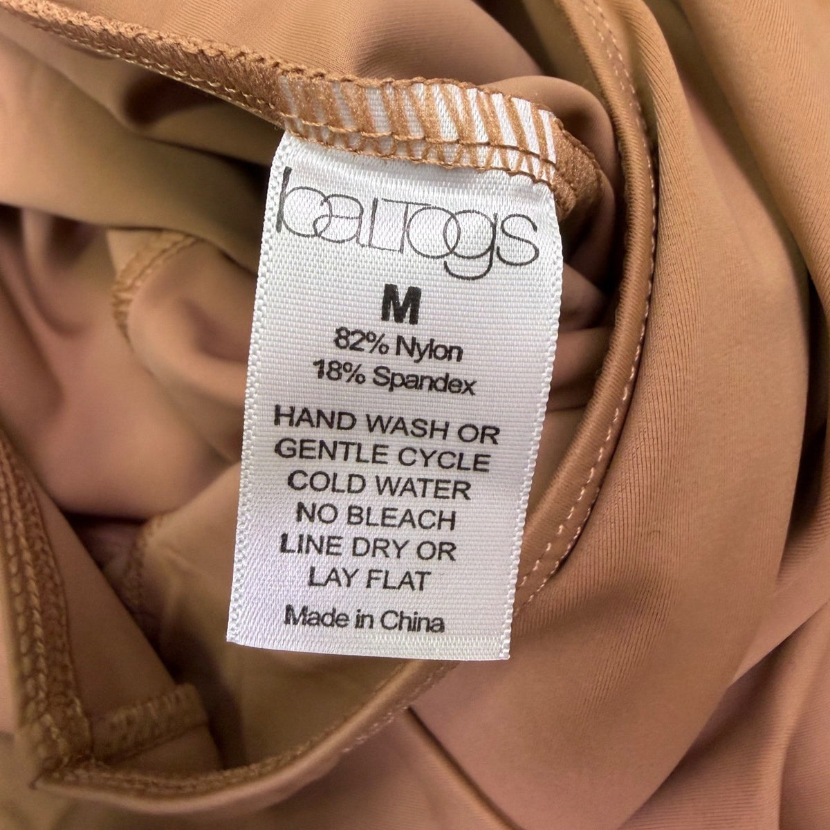 Baltogs Womens Tan Scoop Neck & Long Sleeve Stretch Catsuit Size M