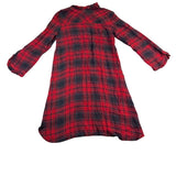 Zara Woman Red/Black Viscose & Acrylic Plaid Button-Down Tunic Dress Size M