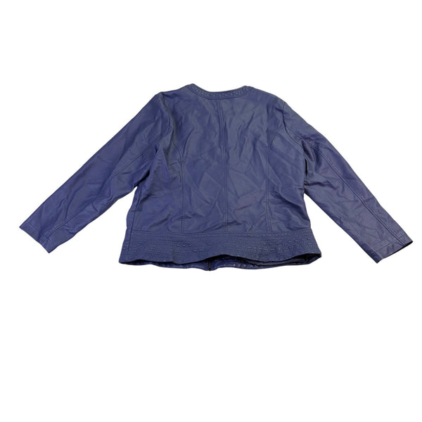 Christopher & Banks Womens Blue Jacket W/ Lace Detail Zipper Pockets Size XL