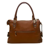 Kattee Women’s Brown Leather Structured Design Dual Handle Satchel Bag