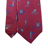 Bert Pulitzer Mens Red Silk Ski Sports Theme Neck Tie Hand Blocked England