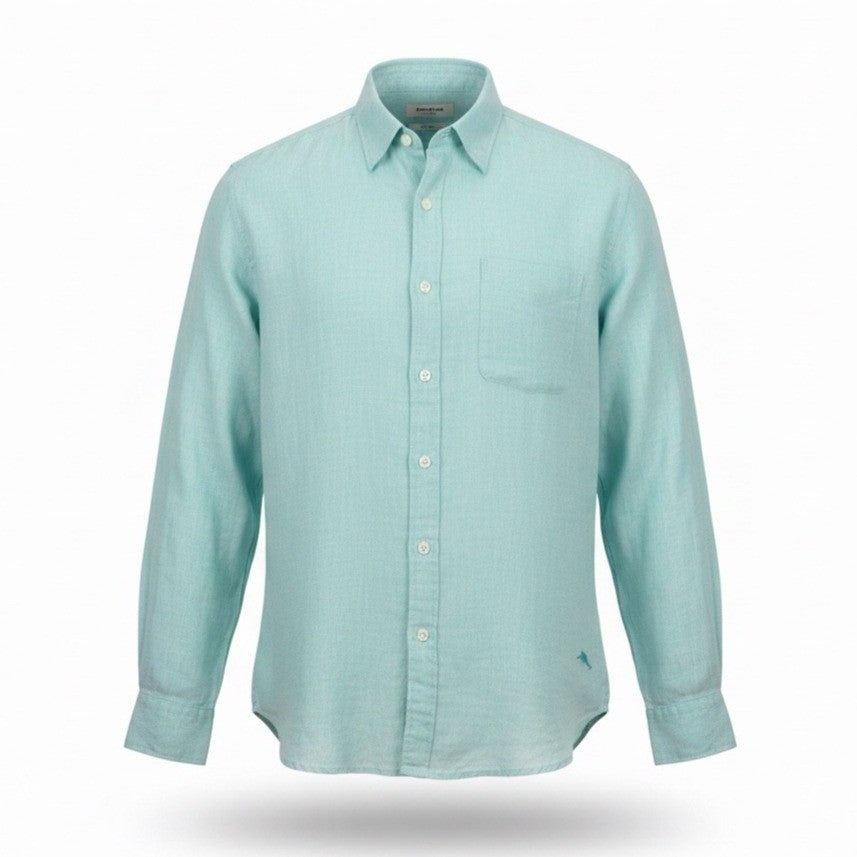 Tommy Bahama Mens Aqua Linen Long Sleeve Button-Up Shirt Sz XX-Large