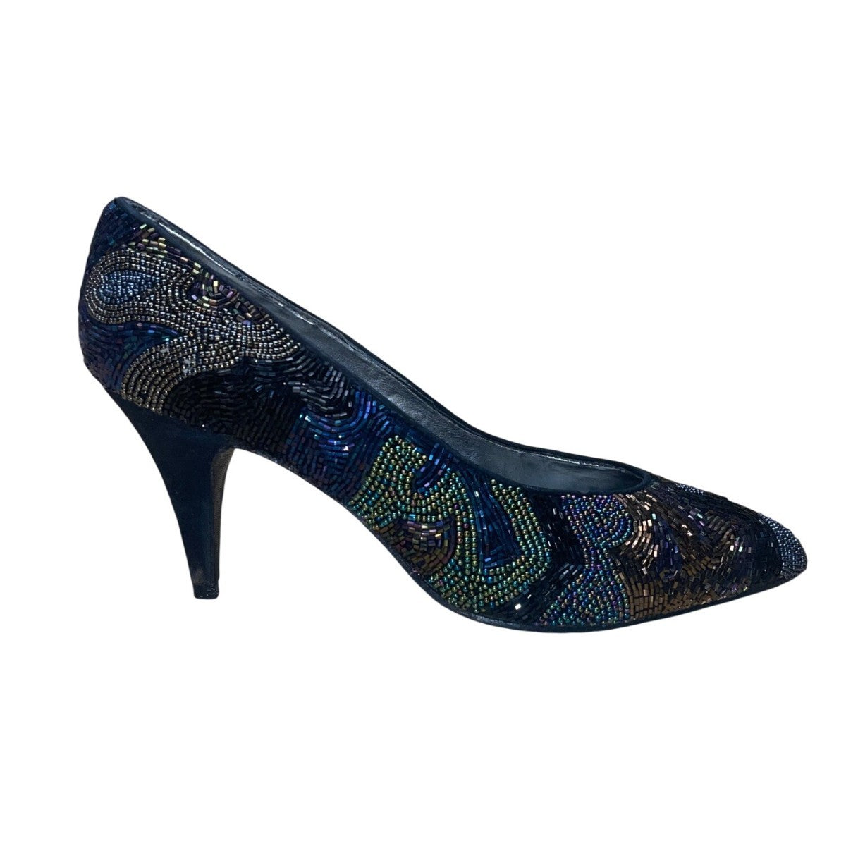 Impo Womens Black Iris Beaded Lining Monet High Heel Pumps Size 9B