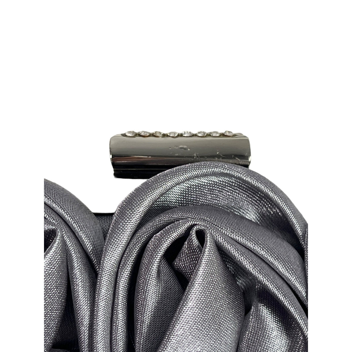 Jessica McClintock Women's Satin Silver Chain Strap Rosaria Clutch Sz S- NWT