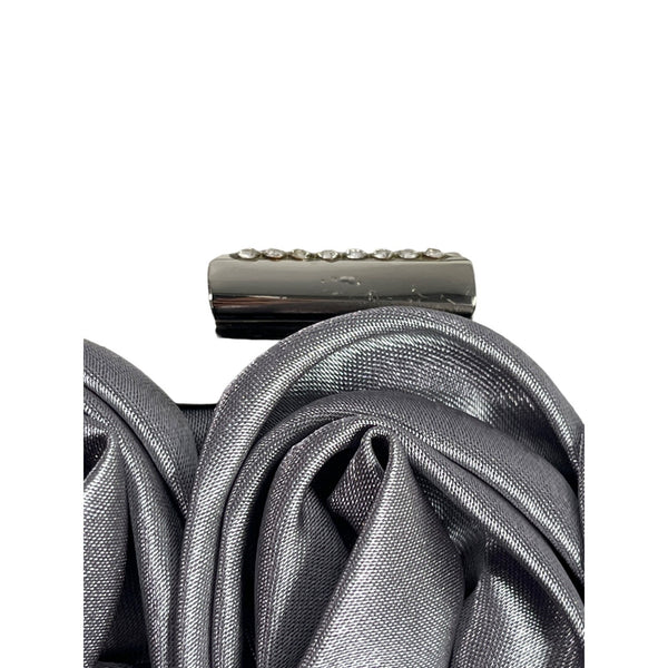 Jessica McClintock Women's Satin Silver Chain Strap Rosaria Clutch Sz S- NWT