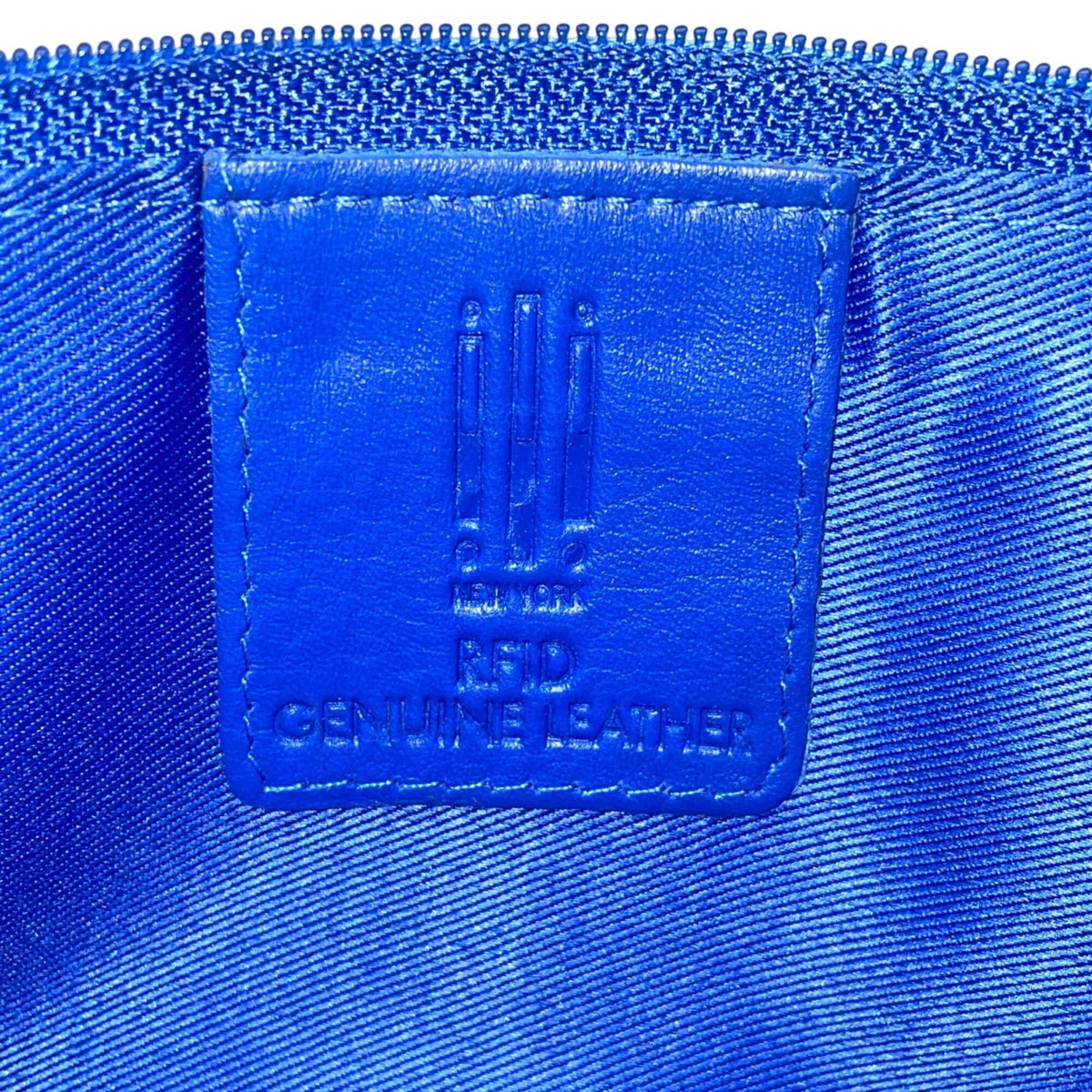 ili New York Women’s Cobalt Blue Genuine Leather Zip Closure RFID Wallet