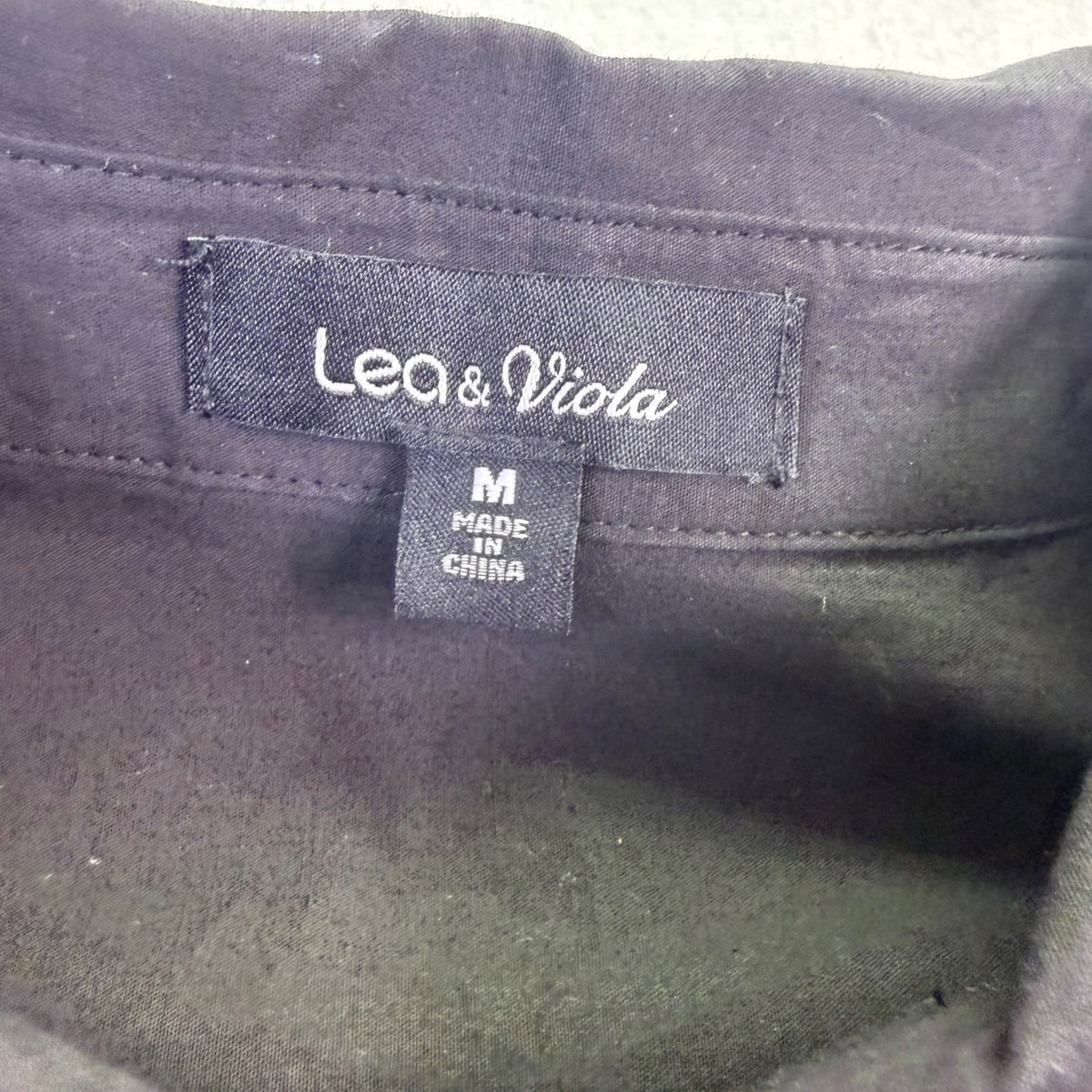 Lea & Viola Womens Black Cotton Button-Up Shirt With Rhinestone Fringe Size M