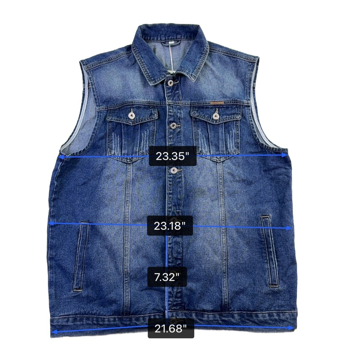 Faxikio Mens Blue Denim Vest Jacket Cotton Blend Casual Lightweight Size XL