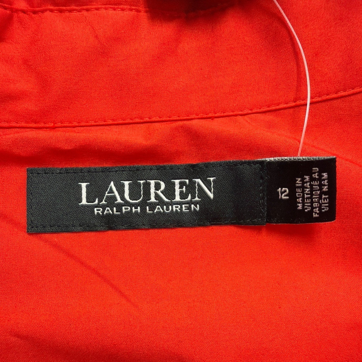 Lauren Ralph Lauren Womens Red Button-Up Puff Sleeve Midi Dress Sz 12 - New