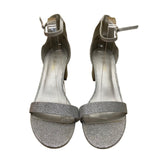 Dream Pairs Womens Silver Glitter Synthetic Low Chunk Heel Sandals Size 11