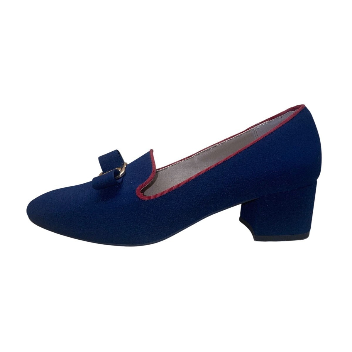 Charter Club Women’s Navy & Red Bow Detail Slip-On Block Heel Loafers Size 8M