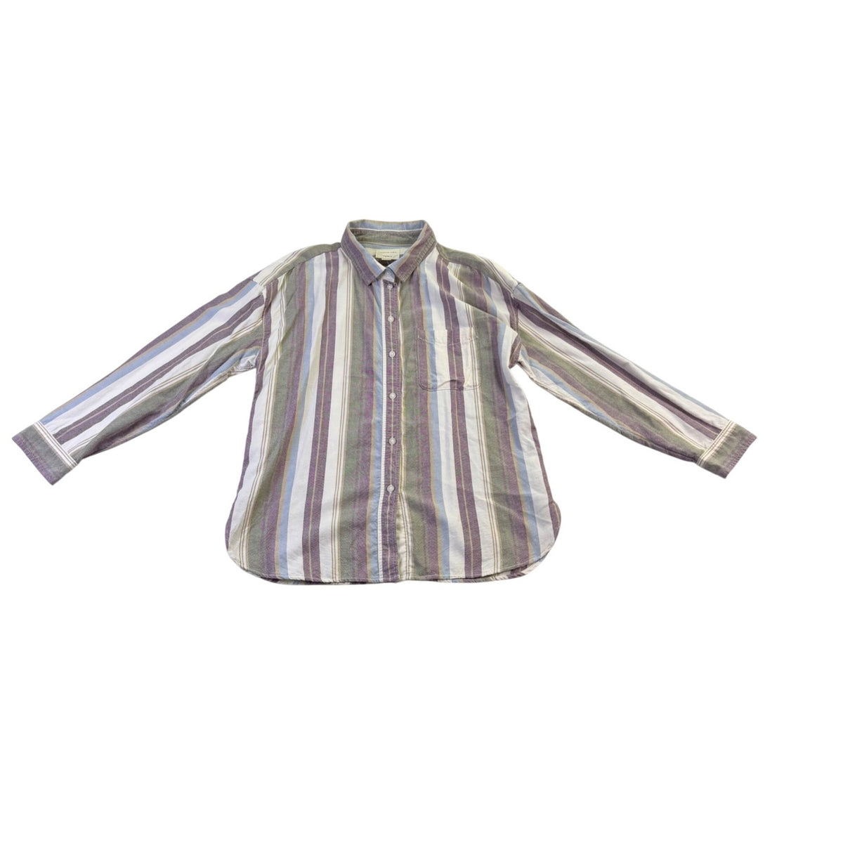 American Eagle Mens Purple Stripe Button-Up Long Sleeve Shirt Size M