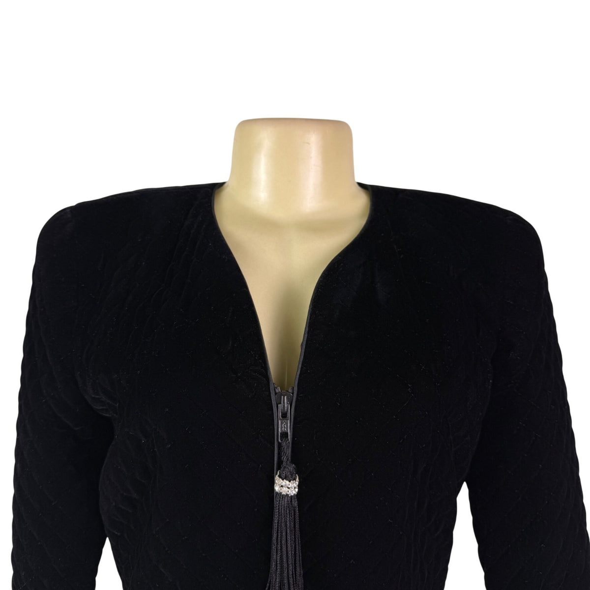 Ann Hobbs For Cattiva Womens Black Acetate Rayon Velvet Zip Jacket Size S