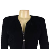 Ann Hobbs For Cattiva Womens Black Acetate Rayon Velvet Zip Jacket Size S