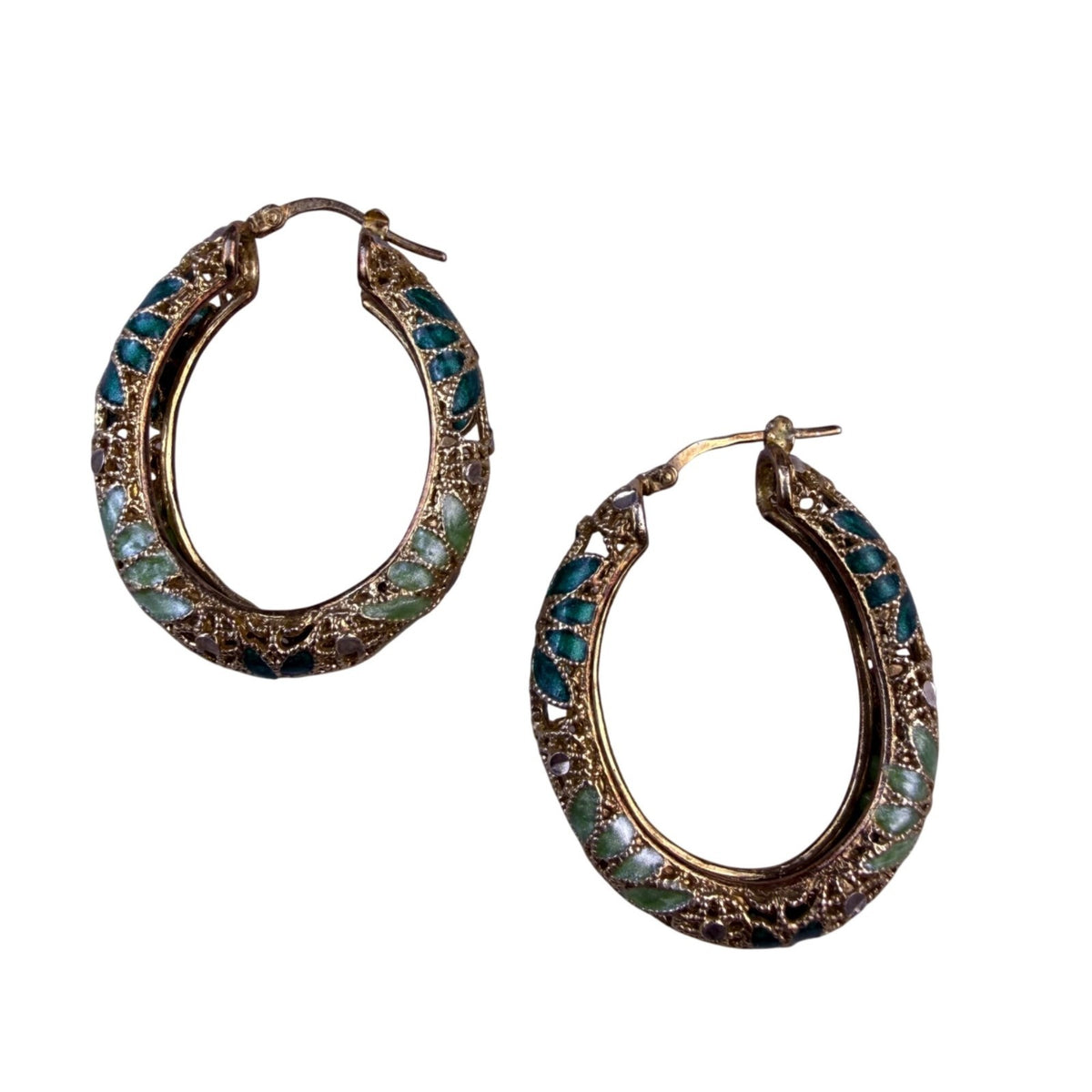 Fioria Womens Gold Tone Enamel Hoop Earrings 925 Silver