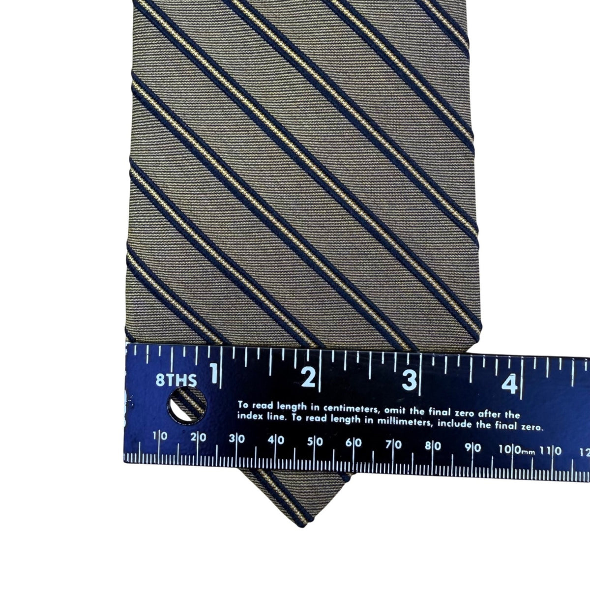 Tommy Hilfiger Mens Blue & Gold 100% Silk Striped Necktie Made In USA