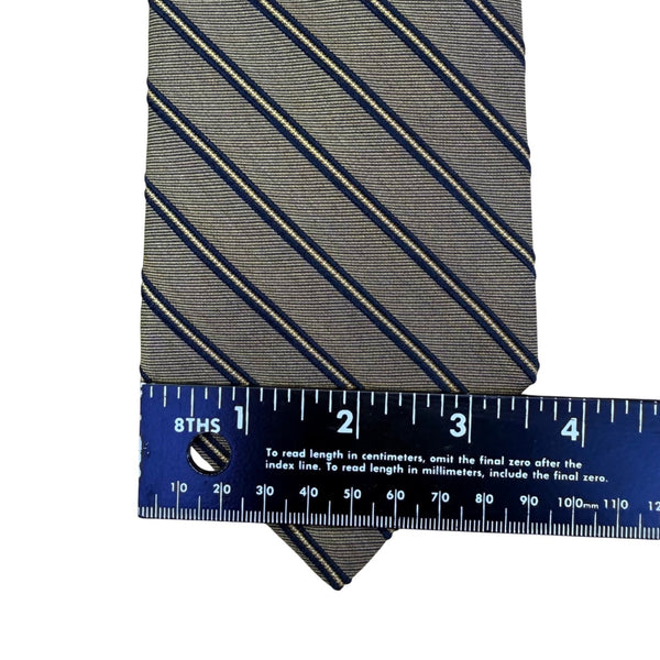 Tommy Hilfiger Mens Blue & Gold 100% Silk Striped Necktie Made In USA