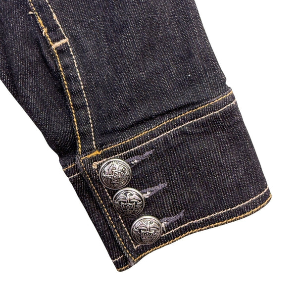 Old Navy Womens Black Denim Button-Up Stretch & Fitted Jacket Size M