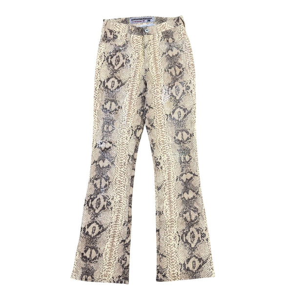 Parasuco Jeans Extreme Fit Snakeskin Print Flared Pants Beige & Black Size 28