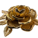 Sarah Coventry Womens Gold Tone Metal Rose Brooch Vintage Floral Accessory