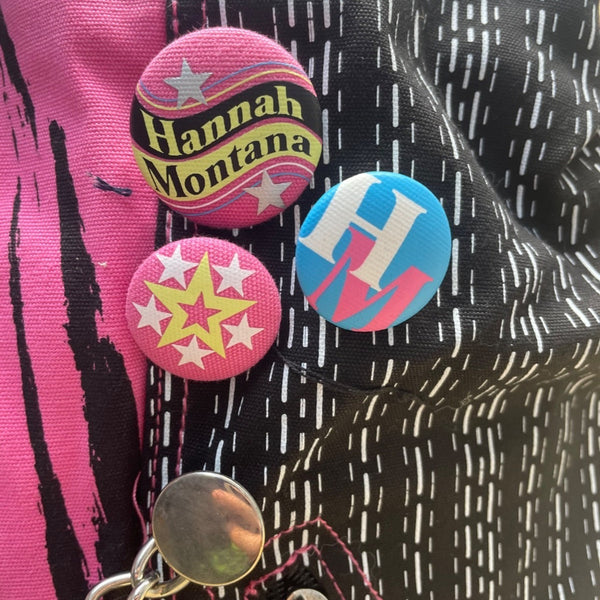 Disney Hannah Montana Pink & Black Tote Bag With Chain Detail & Buttons Graphic