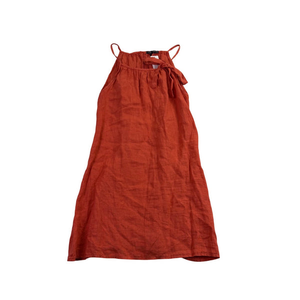 Puro Lino Womens Orange Linen Sleeveless Halter Maxi Dress With Tie Size M