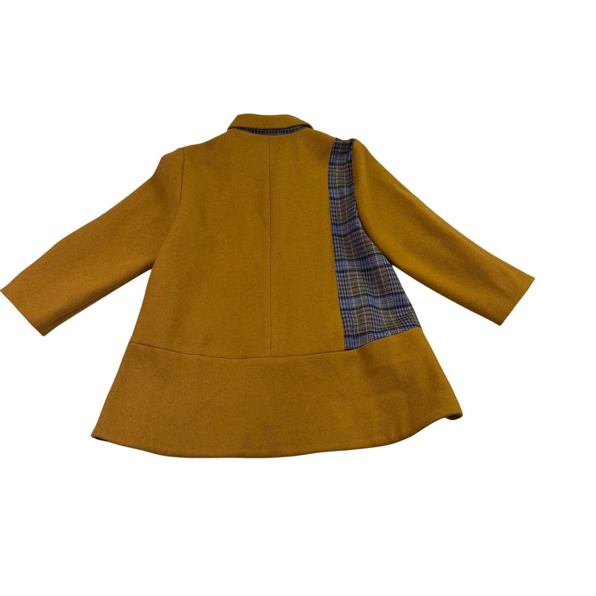 Logo Lavish Women Gold & Plaid Embroidered Coat Button-Up Size S