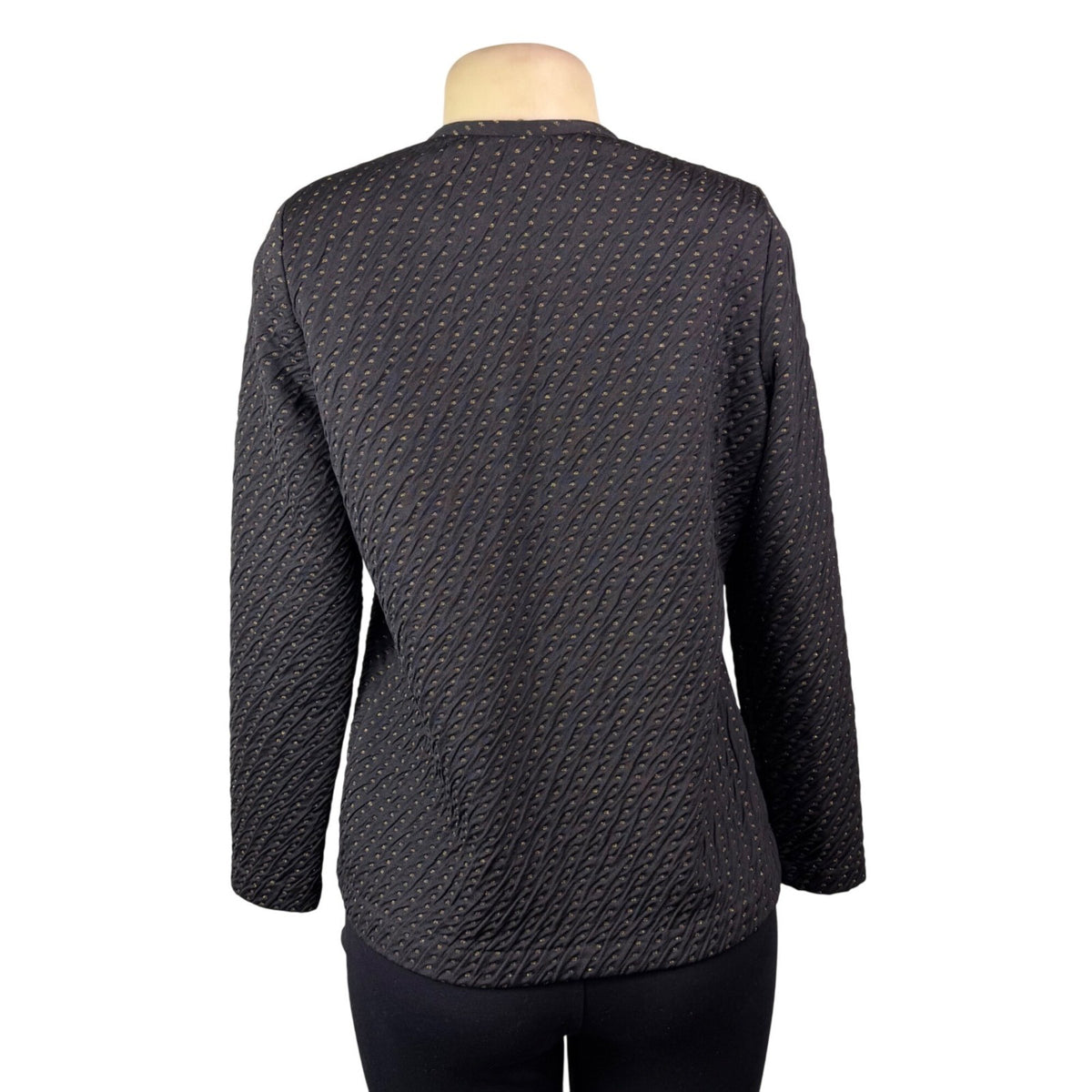 Exclusively Misook Womens Black Textured Zip-Up Jacket Size S