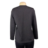 Exclusively Misook Womens Black Textured Zip-Up Jacket Size S