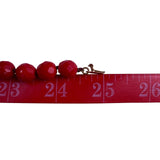 Les Bernard Womens Red Glass Bead Necklace Vintage Faceted Jewelry