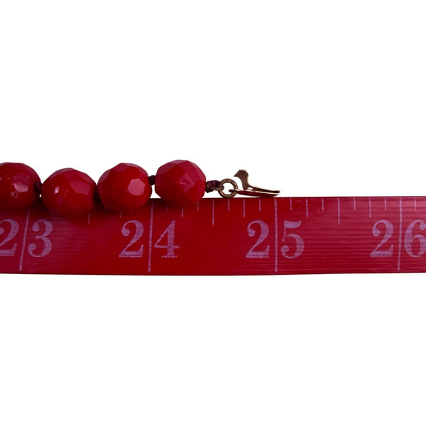 Les Bernard Womens Red Glass Bead Necklace Vintage Faceted Jewelry