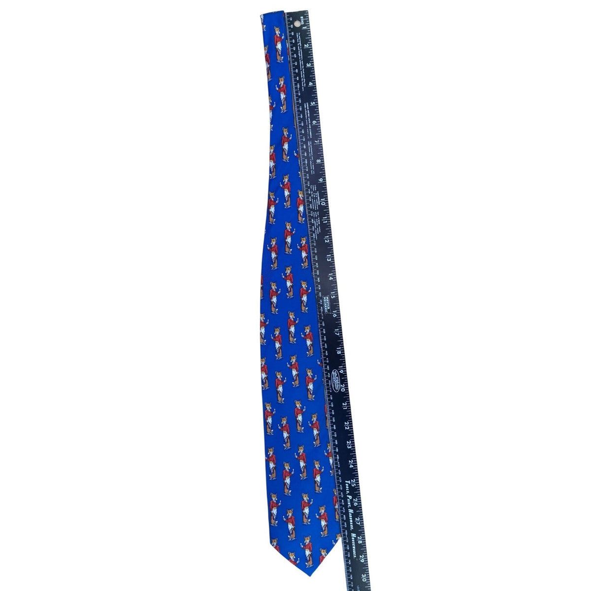 Fox & Chave Mens Blue 100% Silk Novelty Tie With Fox Hunt Pattern Hand Made