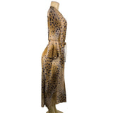 Lafayette 148 Womens Animal Print Silk Dress With Leather Belt Midi Flowy Sz 2