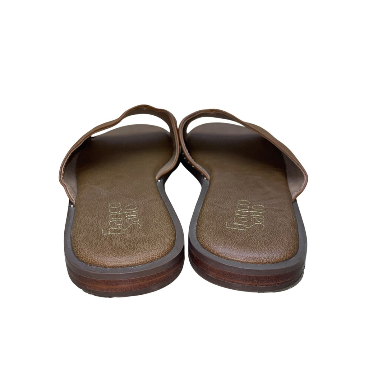 Franco Sarto Women’s Brown Leather Open Toe Slip-On  Riviera Sandals Size 7.5M