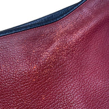 Burgundy Shoulder Bag With Black Trim Faux Leather Classic Design