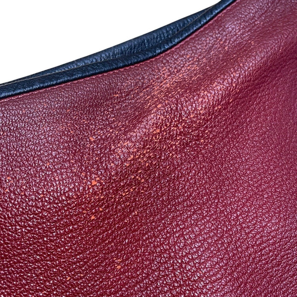 Burgundy Shoulder Bag With Black Trim Faux Leather Classic Design