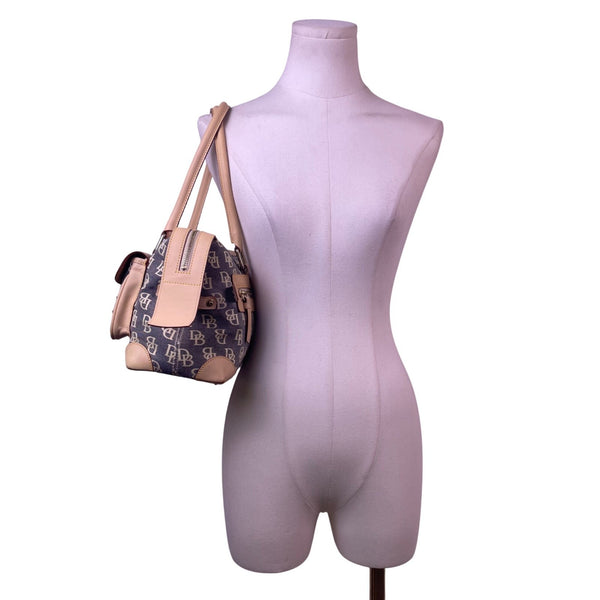Dooney & Bourke Women’s Beige & Gray Monogram Leather Logo Pocket Tote Bag