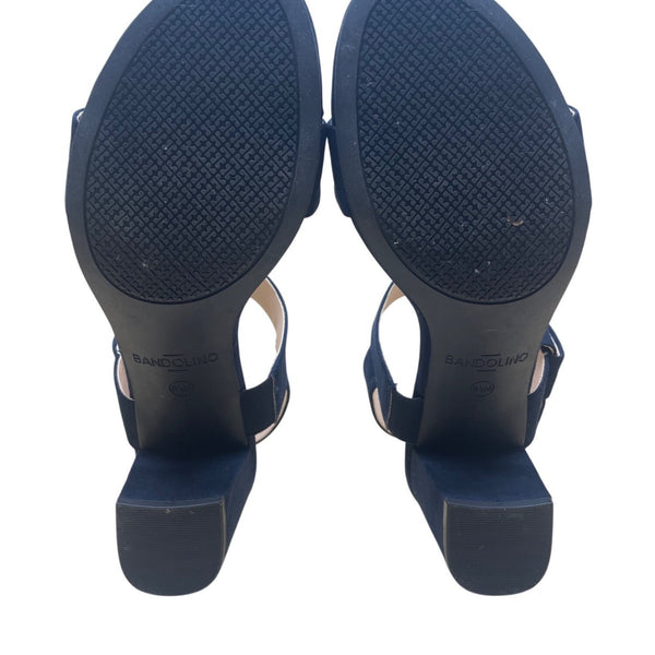 Bandolino Women’s Navy Textile Upper Open Toe Donna Heel Sandals Size 8.5M