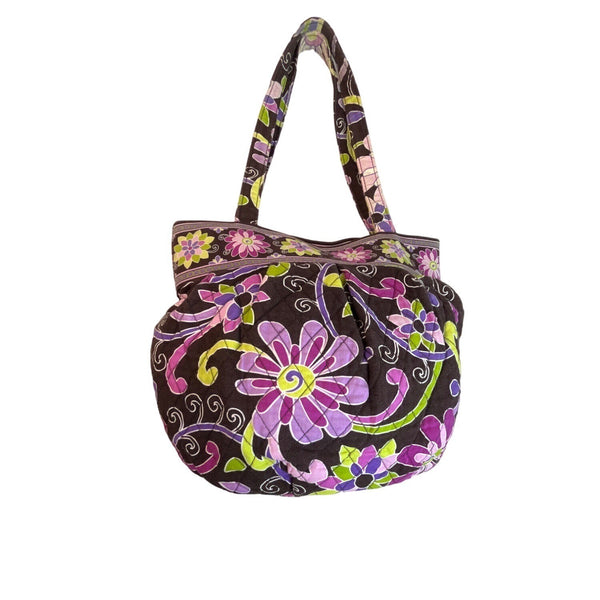 Vera Bradley Women's Black Flowered Multicolor Floral Shoulder Bucket Bag Sz M