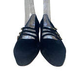Salvatore Ferragamo Women’s Black Suede Strapped Low Heel Pumps Size 9.5AA